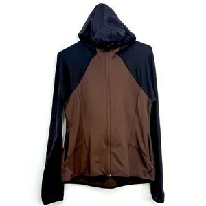 Outdoor Research Brown Black Nylon Stretch Hooded Performance Athletic Jacket